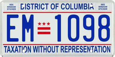 DC license plate EM1098