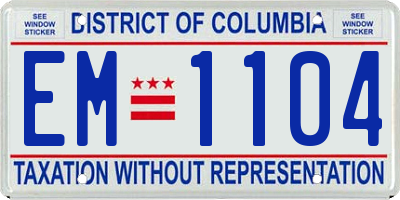 DC license plate EM1104