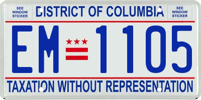 DC license plate EM1105