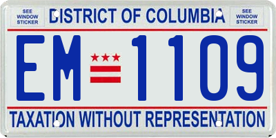 DC license plate EM1109