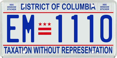 DC license plate EM1110