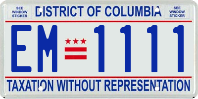 DC license plate EM1111