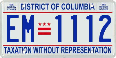 DC license plate EM1112