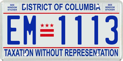 DC license plate EM1113