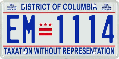 DC license plate EM1114