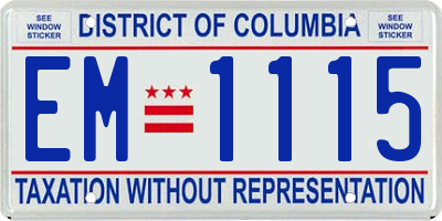 DC license plate EM1115