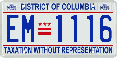 DC license plate EM1116
