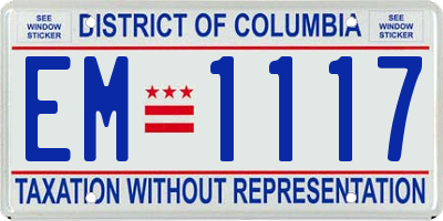 DC license plate EM1117