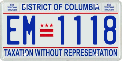 DC license plate EM1118