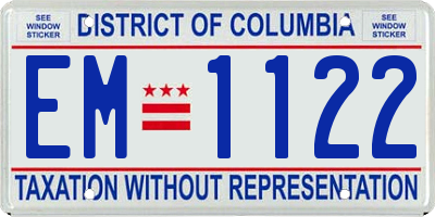 DC license plate EM1122