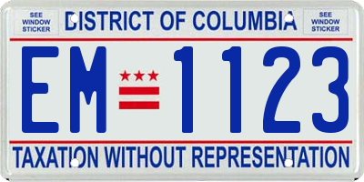 DC license plate EM1123