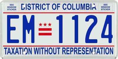 DC license plate EM1124