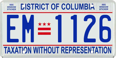 DC license plate EM1126