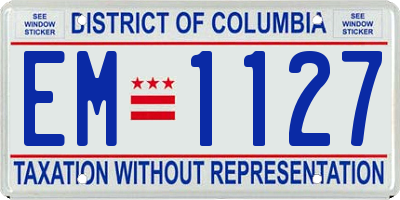 DC license plate EM1127