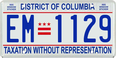 DC license plate EM1129