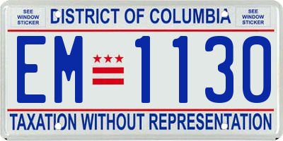 DC license plate EM1130