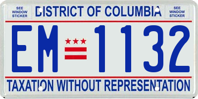 DC license plate EM1132