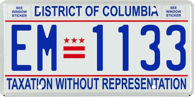 DC license plate EM1133