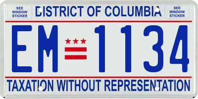 DC license plate EM1134