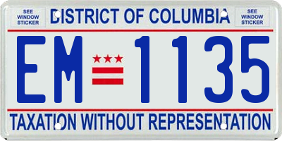 DC license plate EM1135