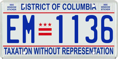 DC license plate EM1136