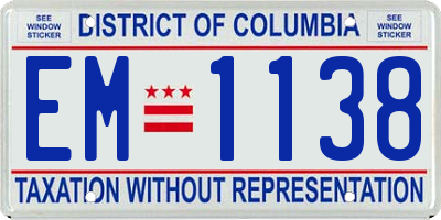 DC license plate EM1138