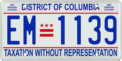 DC license plate EM1139