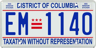 DC license plate EM1140