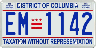 DC license plate EM1142