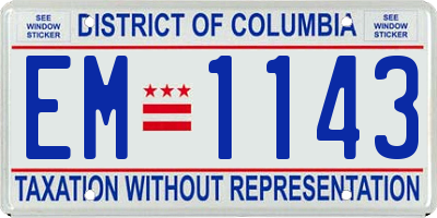 DC license plate EM1143