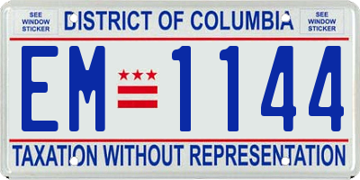 DC license plate EM1144