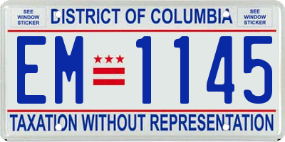 DC license plate EM1145