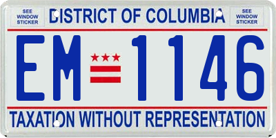 DC license plate EM1146