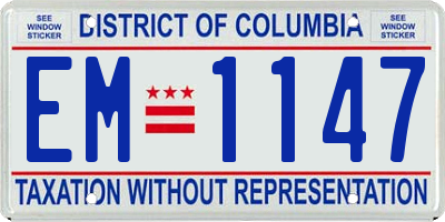 DC license plate EM1147