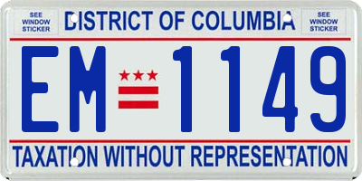 DC license plate EM1149
