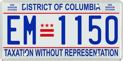 DC license plate EM1150