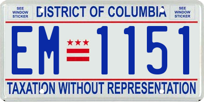 DC license plate EM1151