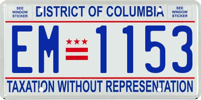 DC license plate EM1153