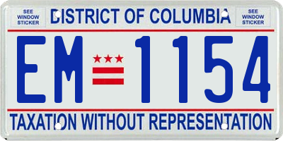 DC license plate EM1154