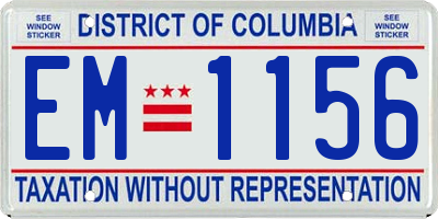 DC license plate EM1156