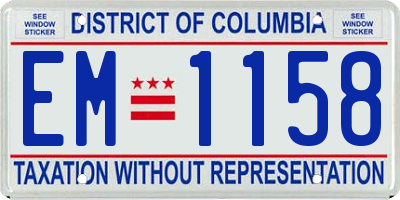 DC license plate EM1158