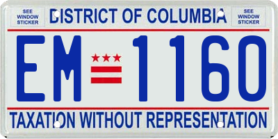 DC license plate EM1160