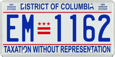 DC license plate EM1162