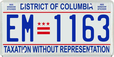 DC license plate EM1163