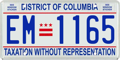 DC license plate EM1165