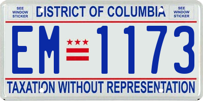 DC license plate EM1173