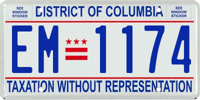DC license plate EM1174