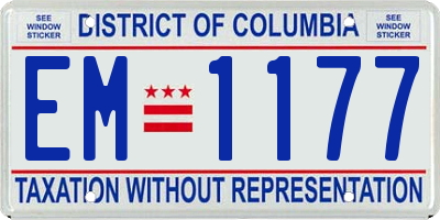 DC license plate EM1177