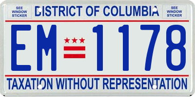 DC license plate EM1178