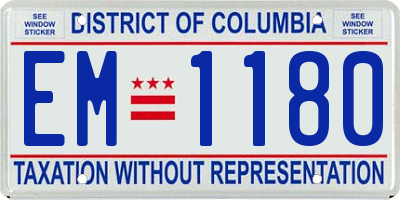 DC license plate EM1180